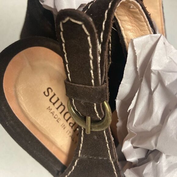 SUNDANCE Women’s Peep Toe Platform Wedge Sandal Suede Size 6.5/37 - Picture 9 of 10